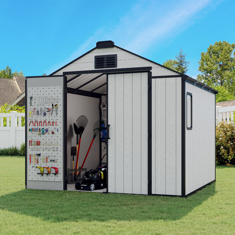8 FT.W x 8 FT.D Resin Outdoor Storage Shed with Floor, Large Tool Sheds, with Assembly Video
