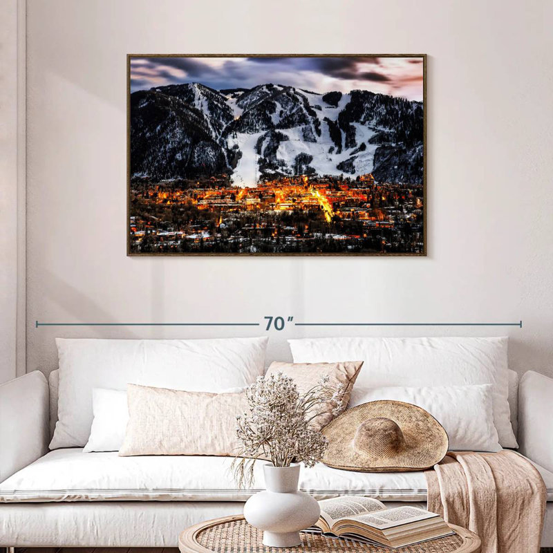 Aspen la nuit, 19 po x 13 po, Cadre flottant en noyer