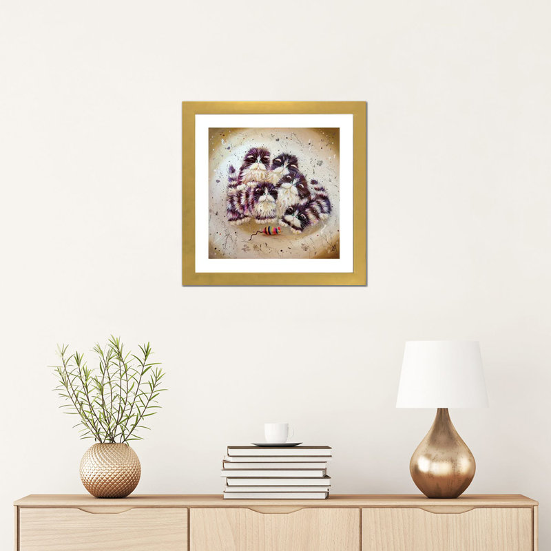 « Mouse » par Kim Haskins-reproduction d’art, H 16 po x l 16 po x p 1 po, Papier encadré doré, Blanc