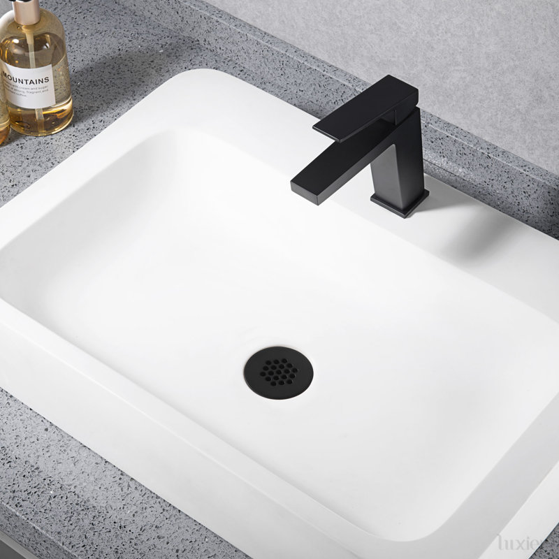 Grid Bathroom Sink Drain with No Overflow, Matte Black