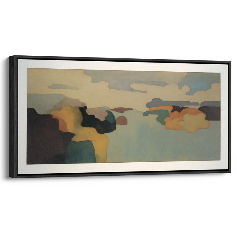 Abstrait pastel, paysage, horizon, toile, salon, impression murale, Noir, H 30 po x l 60 po