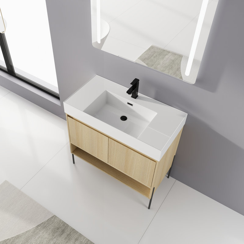 Meuble-lavabo simple avec plateau en résine 35,5275 po Redditch