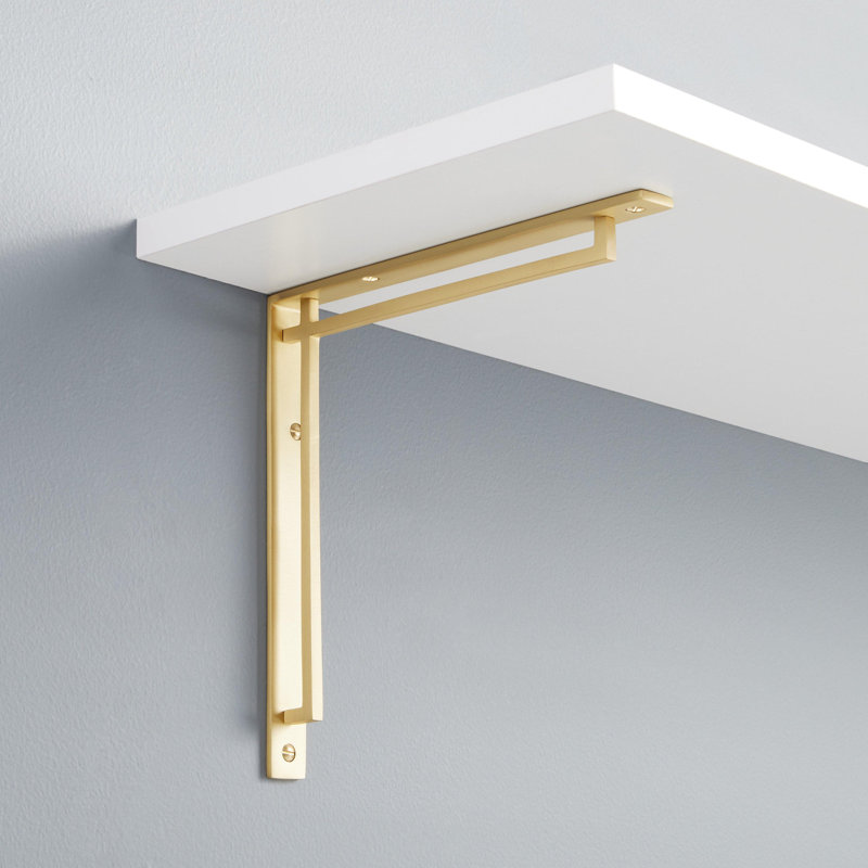 Harridge Shelf Bracket, 9" H x 9" W x 0.88" D, Satin Brass