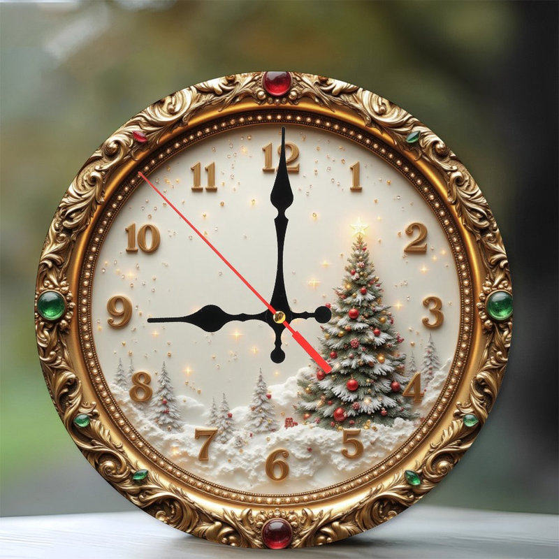Christmas-Clock-With-Snowy-Scene