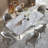 White Rectangular Marble Tabletop Dining Table-526089443