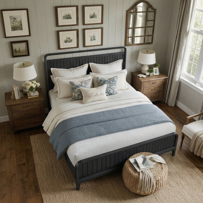 Open Panel Platform Bed with Channel Headboard and Footboard