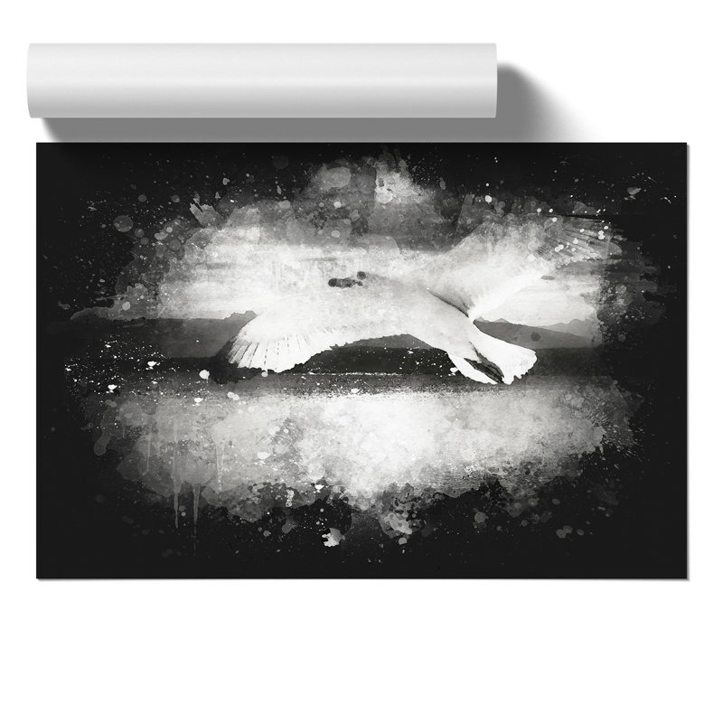 Seagull in Flight Paint Splash - Frameless Print, 59cm H x 84cm W x 0.1cm D