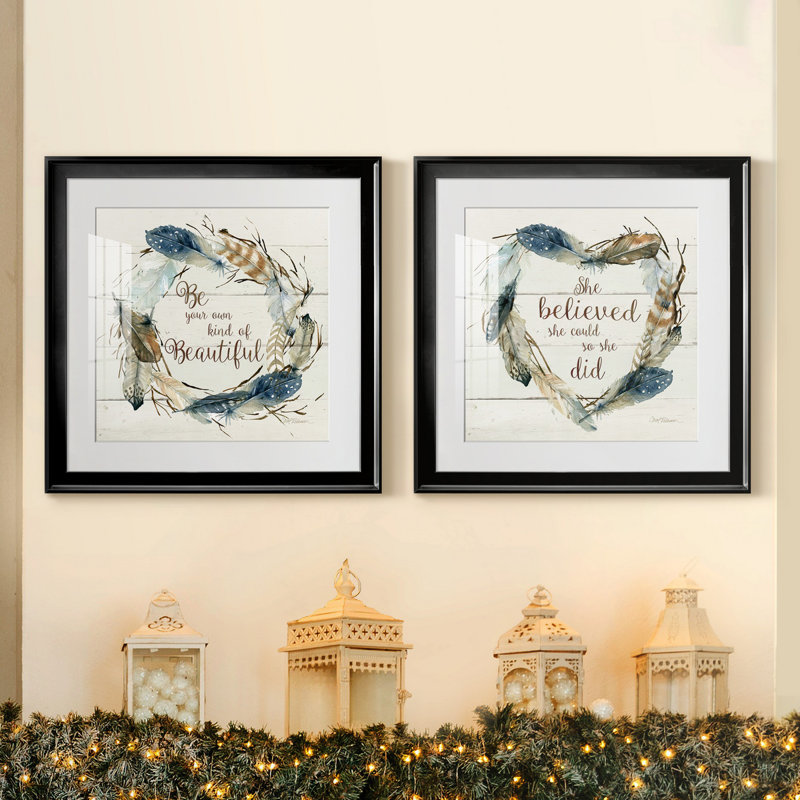 «Own Kind of Beautiful», ensemble de 2 reproductions d'art encadrées, H 17,5 po x l 35 po x P 1,5 po, Papier encadré noir