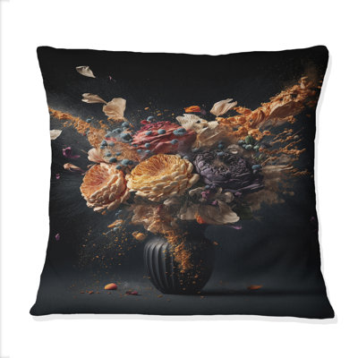Still Life With Exploding Blossoming Flowers - Coussin décoratif à imprimé floral