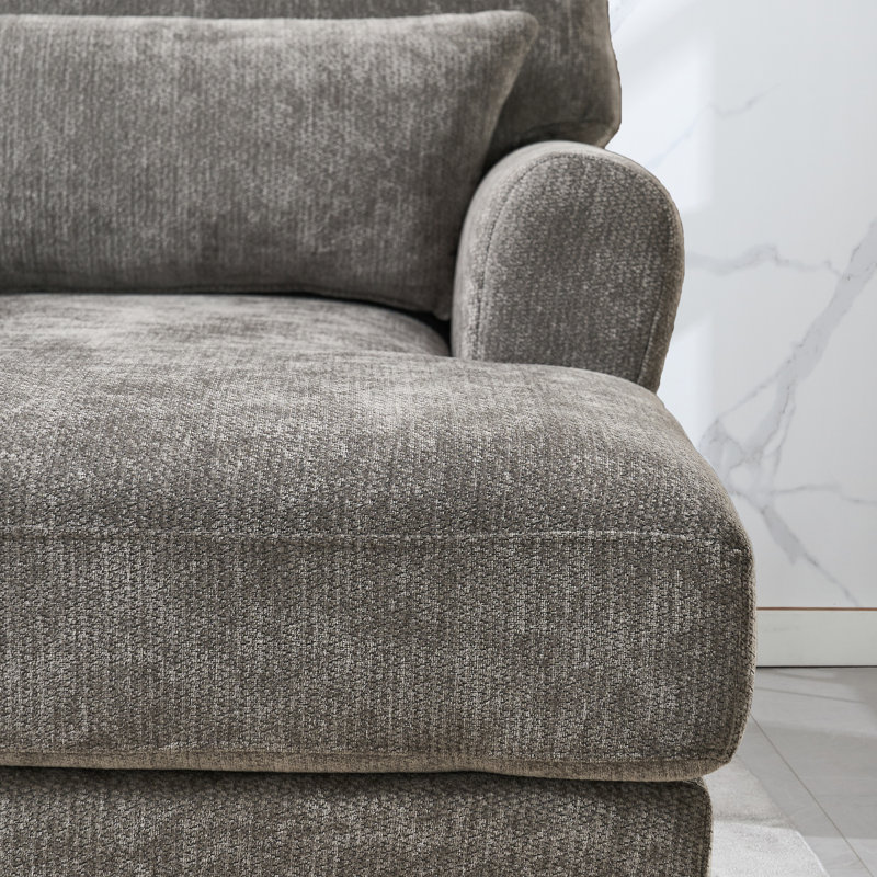 Chaise longue rembourrée L 51,55 po, Gris