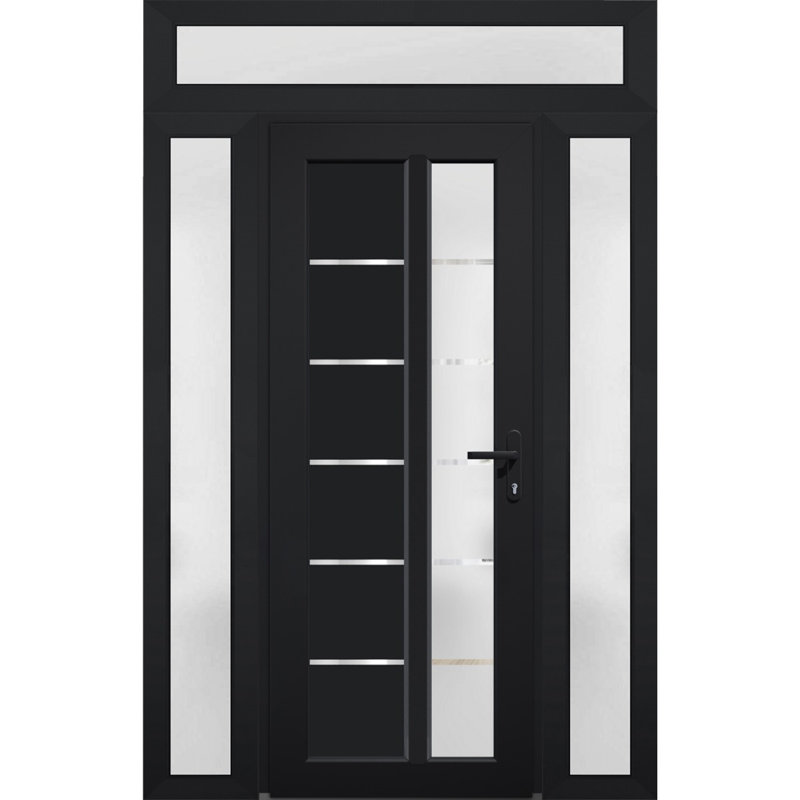 Portes d'entrée peintes pré-suspendues, H 94 po x l 54 po, Noir mat, S'ouvre à gauche vers l'intérieur