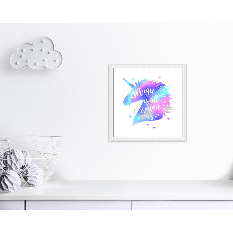 «Magic Is All Around Us», impression sur papier, H 22,5 po x l 22,5 po x P 0,6 po, Encadré plat à grain de bois blanc
