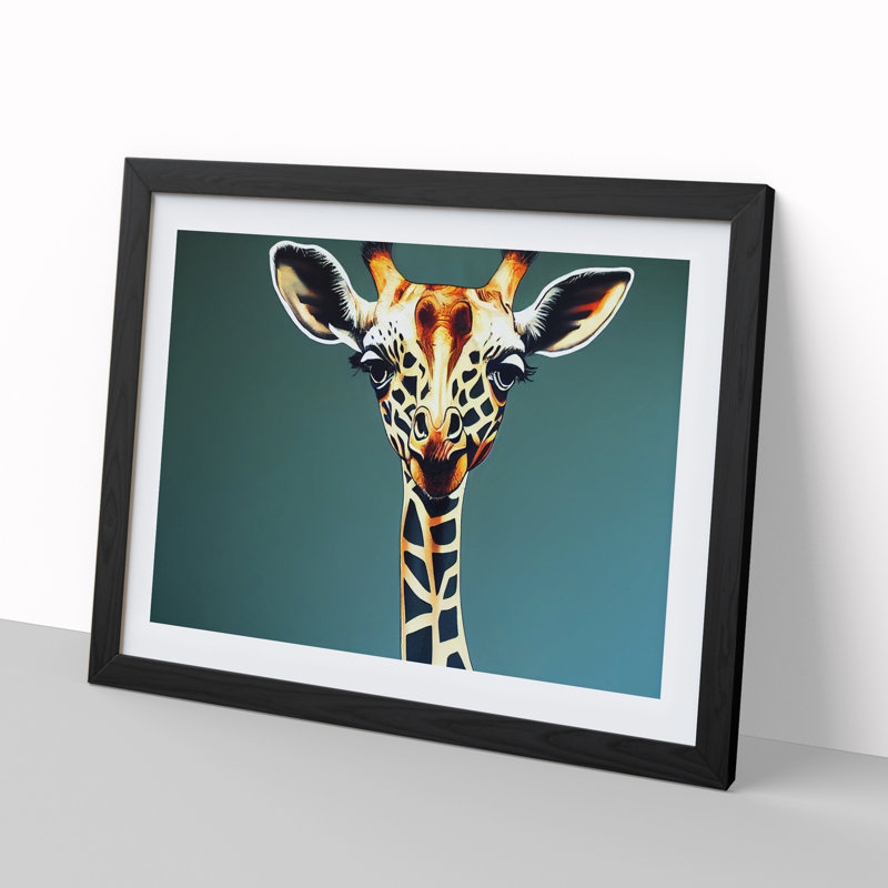 Giraffe Portrait - Framed Print, Black, 25cm H x 34cm W x 2cm D