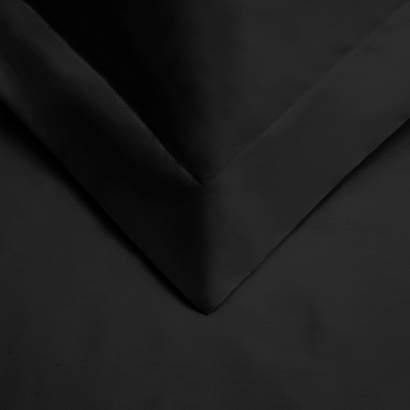 Edmont 530 Thread Count Certified Egyptian Cotton Blend Solid Duvet Cover Set with Pillow Shams, Full / Queen, Black
