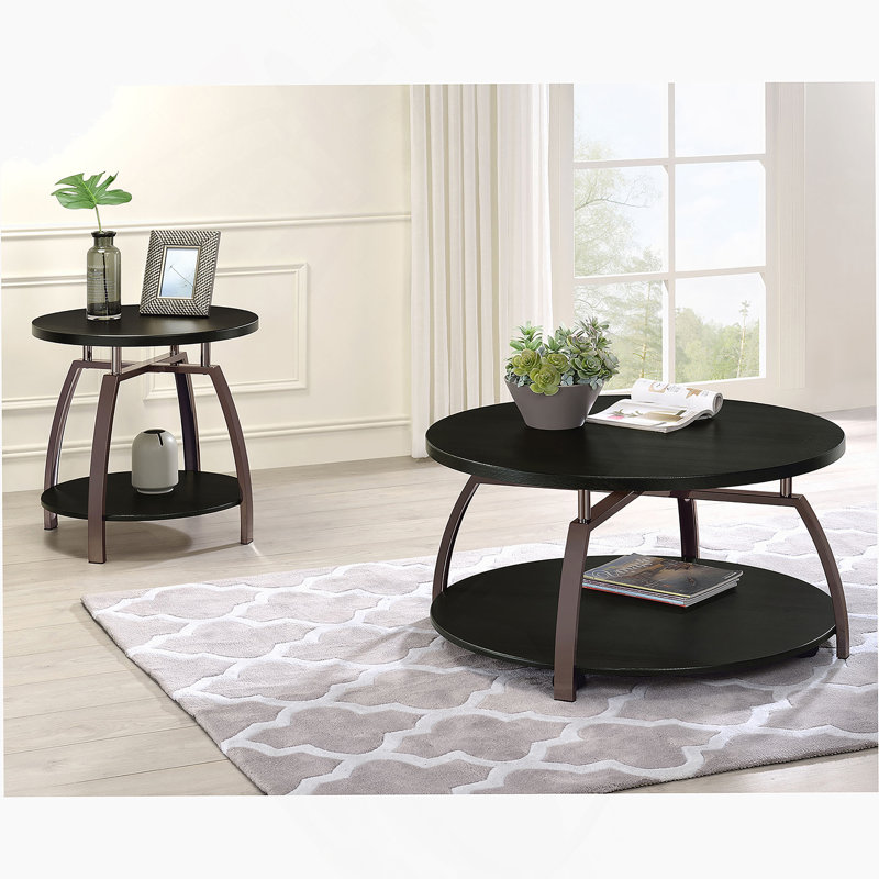 Ensemble de tables basses rondes 2 pièces anthracite foncé