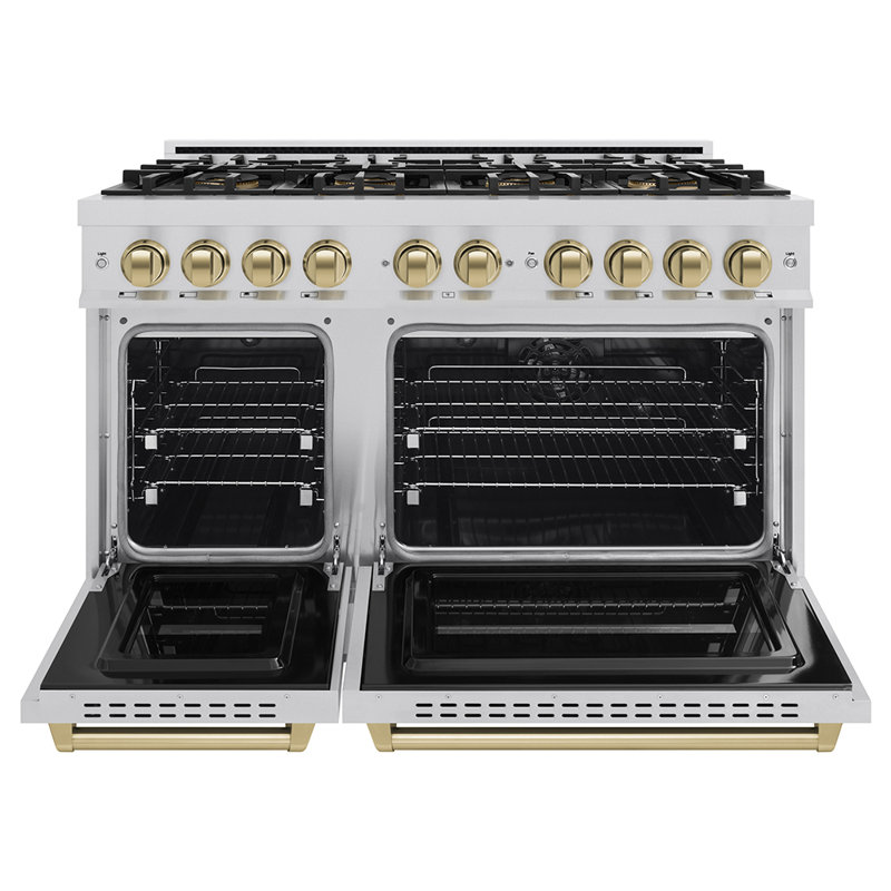 ZLINE Autograph 48 po. Cuisinière à double carburant avec surface de cuisson 8 brûleurs DuoPro et accents bronze, Dual Fuel