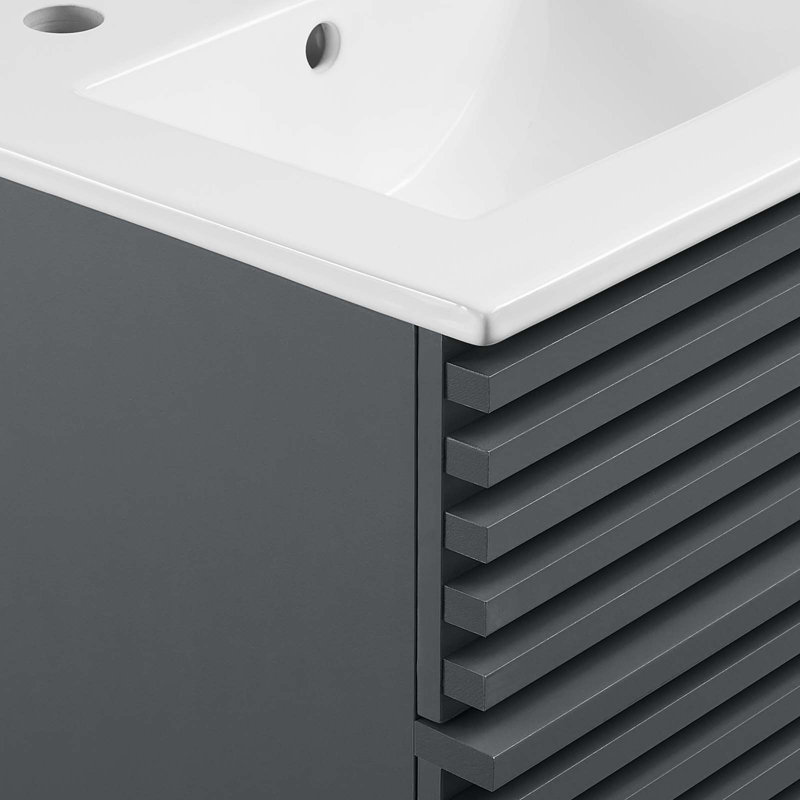 Modway Render 18" Wall-Mount Bathroom Vanity, Black, Gray