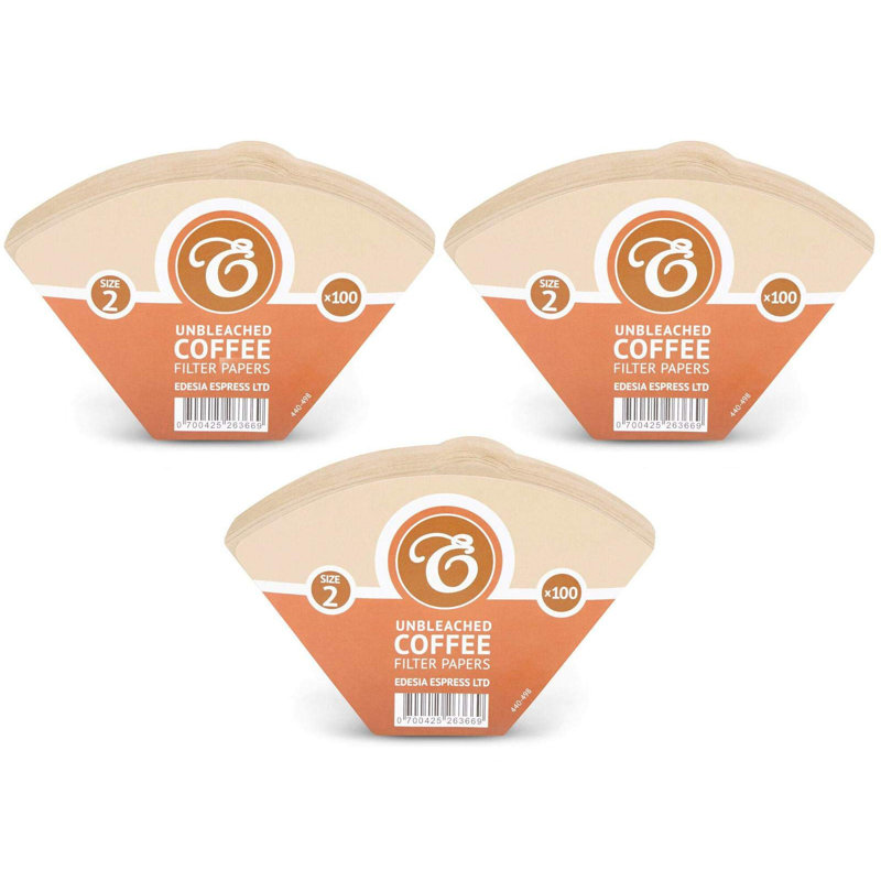 300 Size 2 Brown Unbleached Coffee Filter Paper Cones, Brown
