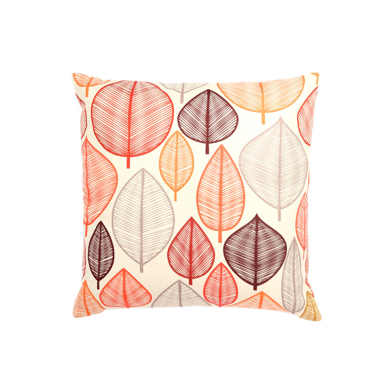 Coussin à imprimé de feuilles, Orange, Pas de bourre