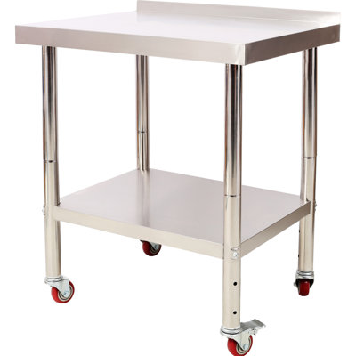 30 X 24 35-1/2 Inch Stainless Steel Heavy Duty Worktable With 440lbs Load, Backsplash, Adjustable Shelf And 4 For Kitchen Storage Prep Table Load Capacity, Metal Worktable, Undershelf & Restaurant