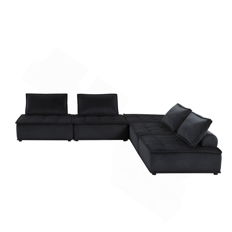 Canapé modulaire en velours noir 5 pièces Anna