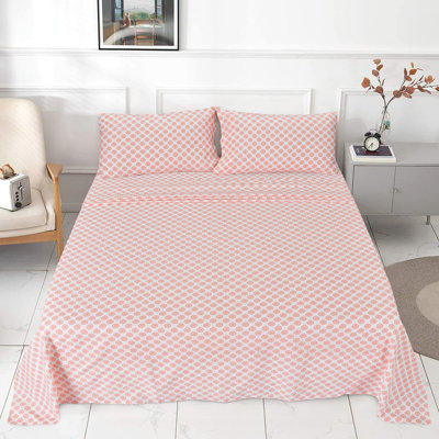 100% Cotton Queen Size Bed Sheets Set with Deep Pockets, Cozy Percale sheets with Elastic Fitted Sheet 4 Piece Bedding and Pillowcase set, Mandalas Coral