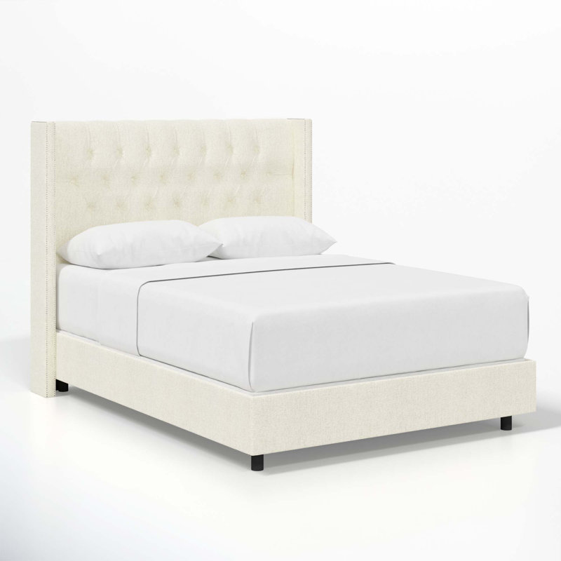 Lit tapissier standard Breckin, Simple, Tweed Sustain® toile Milsap