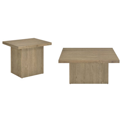 2 - Piece Square Cocktail And End Table In Brown, Engineered Wood With Organic Veneer, 35.89 Wide, 72.71 Lb For Living Room Decor Latte Brown Coffee U