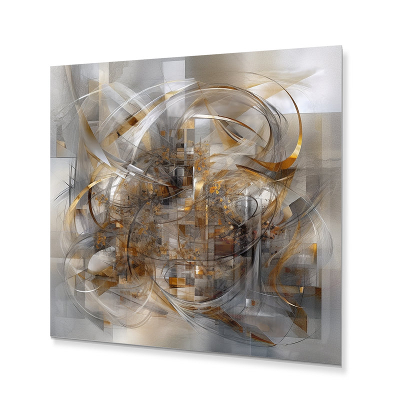 Edelsten " Edelsten Grey Gold Captivating Liquid Ink ", 23" H x 23" W x 1" D