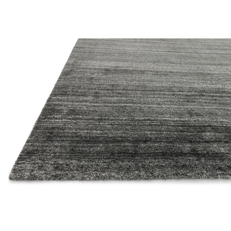Tapis gris anthracite tissé à la main Nugent, Rectangle 7 pi 6 po x 9 pi 6 po