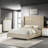 Malcolm Beige Upholstered Queen Wingback Bed