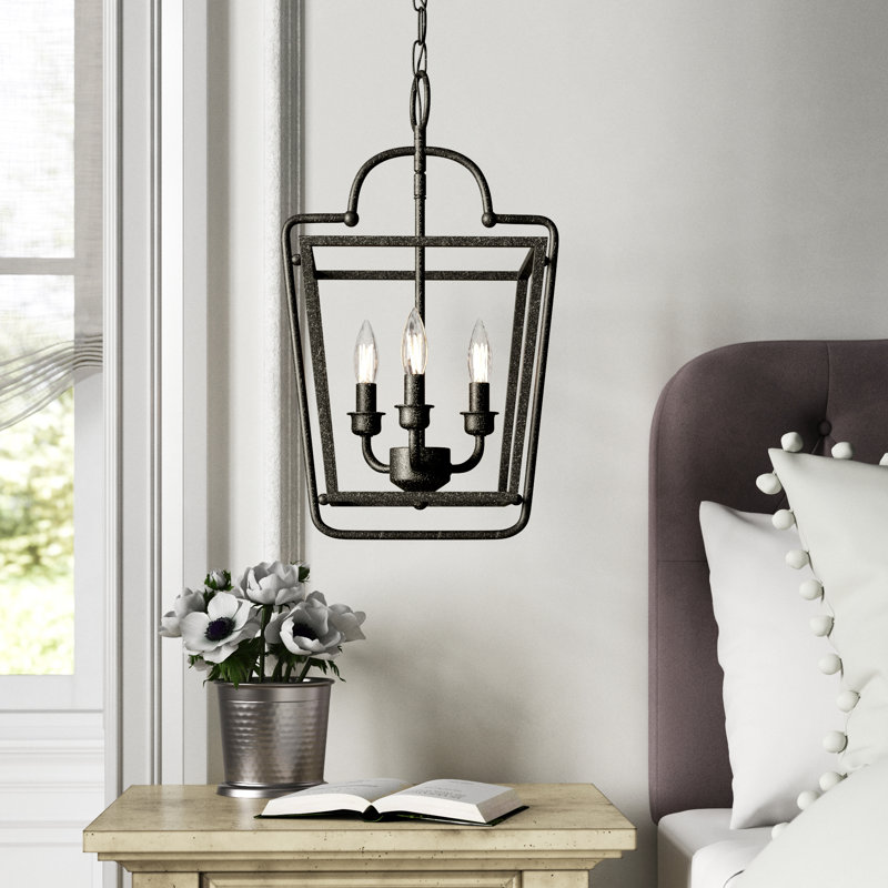 Luminaire suspendu géométrique à 3 lumières Artavion, Argent antique