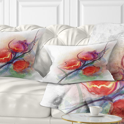 Doux aquarelle florale sur éclaboussures - coussin décoratif imprimé floral