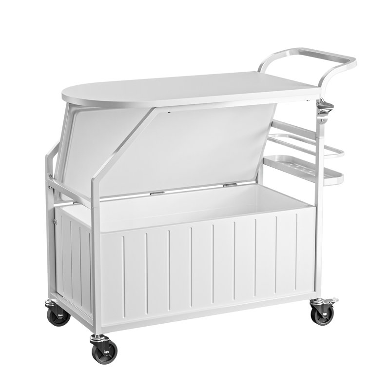 Glacière roulante Winado 80 pintes blanche avec table, White