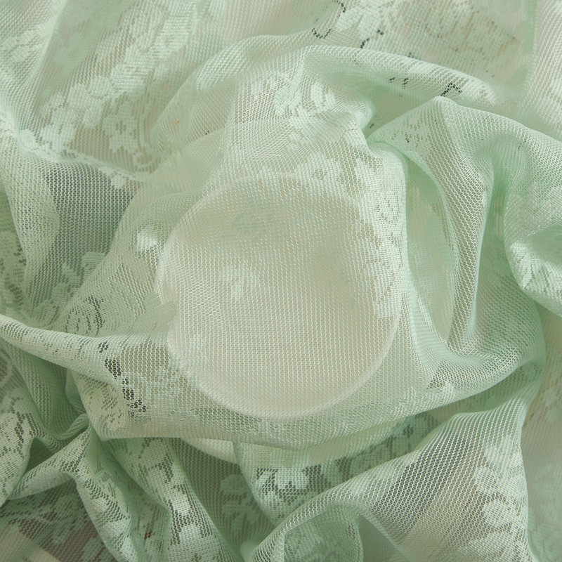 Stefani Floral Rod Pocket Lace Semi Sheer Voile Short Cafe Tiers for Small Windows - Set of 2, 36" L x 28" W, Seafoam Green