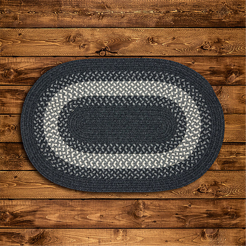 Tapis gris anthracite / gris en laine tissé à la main Athenia, Ovale 10 pi x 13 pi
