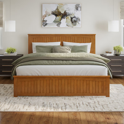  Nantucket Solid Wood Platform Bed with Matching Footboard & Trundle