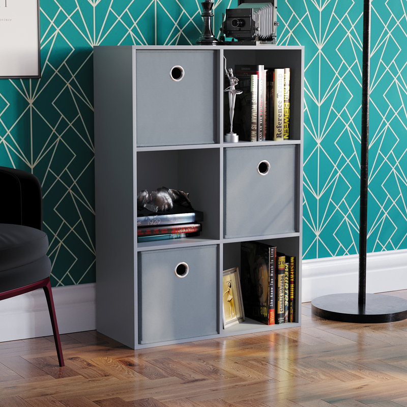 Herclides 96.5cm H x 64.5cm W Cube Bookcase, Grey