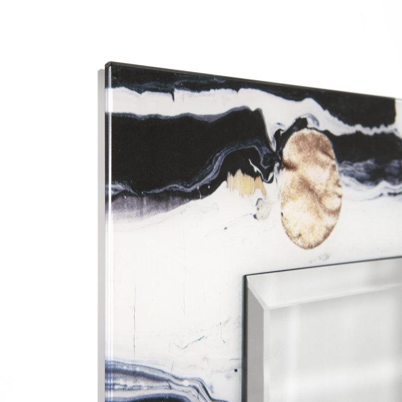 Cosgrove Modern Beveled Wall Mirror on Tempered Glass, 54" x 28"