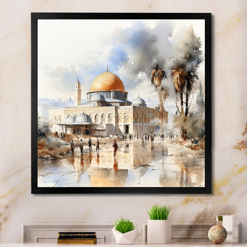 Art sur toile, "Mosquée", H 36 po x l 36 po x P 1,5 po, Cadre simple noir