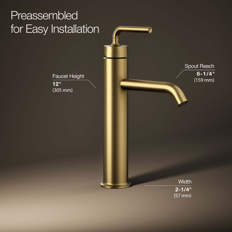 Purist® Vessel Sink Bathroom Faucet with Drain Assembly, Vibrant Brushed Moderne Brass