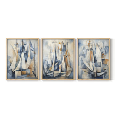 Sea and Shore  Series  XCVII  -Set Of 3 Framed Giclee Prints -Ready to Hang