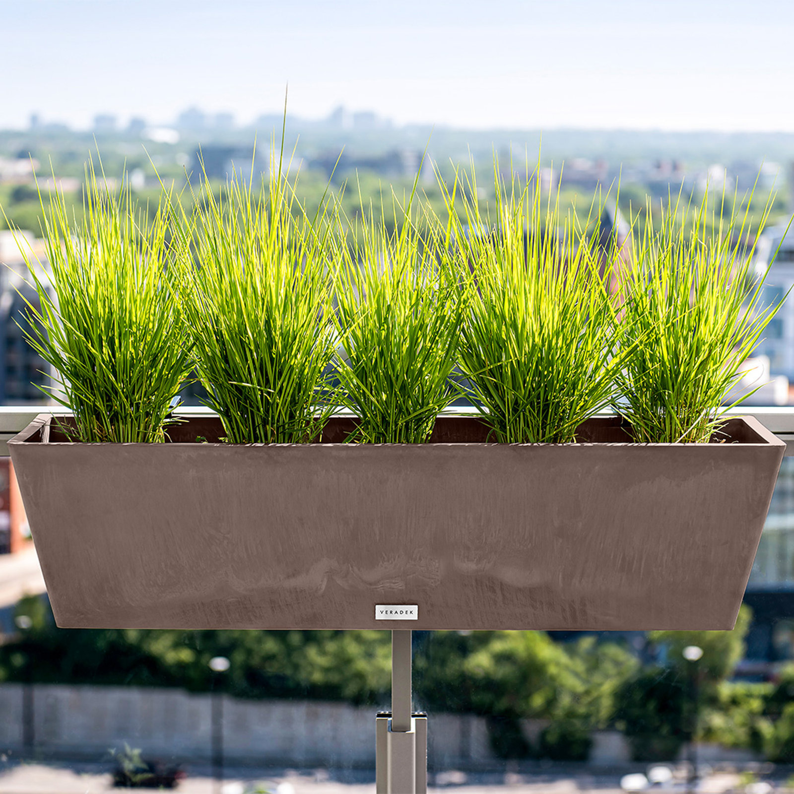 Pure Series Railing Planter, Espresso, 9'' H x 36'' W x 10'' D, Set of 1