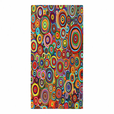 1 serviette de plage à motif de cercles abstraits, avec un motif artistique coloré et concentrique. Grande microfibre, idéale pour la piscine et les voyages, unisexe.
