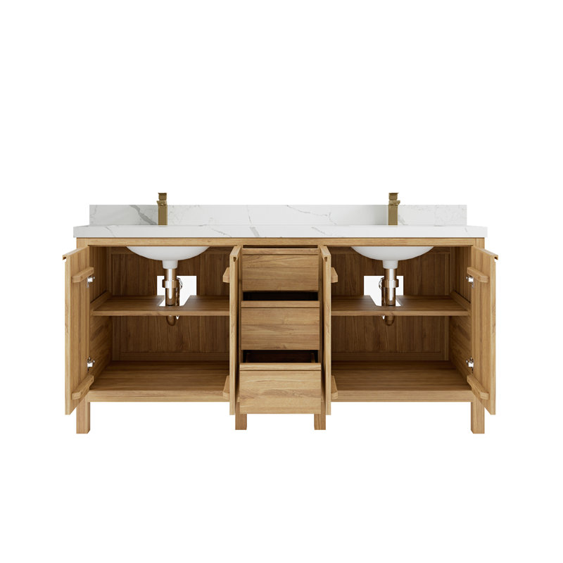 Ensemble de meuble-lavabo double 72 po Elizabeth, Quartz Calacatta Laza