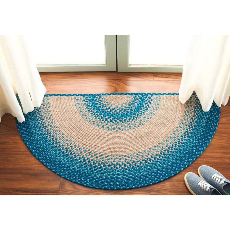 Clickett Hand Woven Performance Machine Washable Performance Striped Indoor/Outdoor Area Rug, Half-circle 2' x 4'