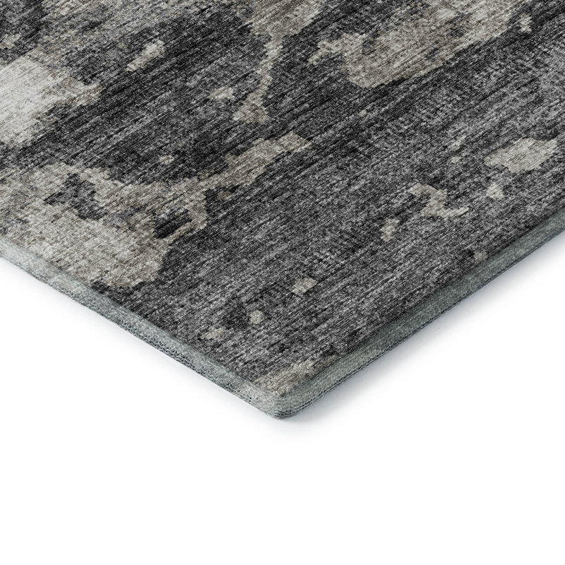 Premium Machine Washable Freixa AMF71 Black Rug, Rectangle 8' x 10'