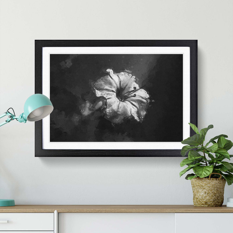Geranium Flower in Abstract - Framed Print, 27cm H x 36cm W x 2cm D, Black Framed