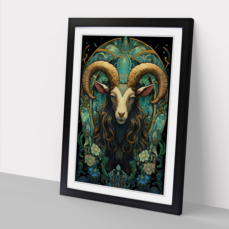 Goat Nouveau - Framed Print, Black, 64cm H x 46cm W x 2cm D