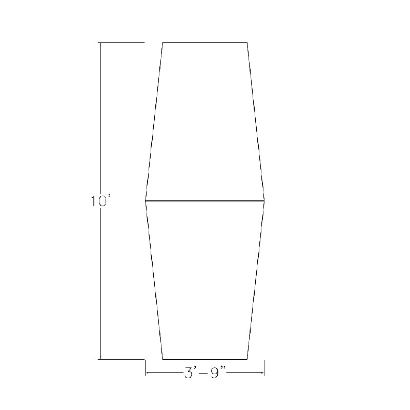 Table hexagonale avec pieds Nyemia, Cyprès blanc, Noir mat, L 120 po x l 48 po